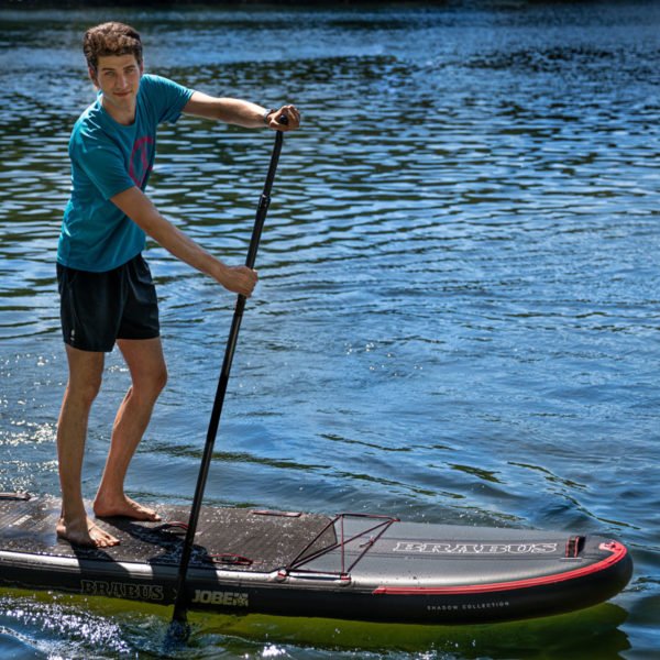 Premium Board mit 3-teiligem Carbon-Paddel und edlem schwarzen Deckpad